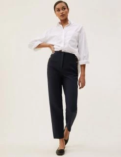 Brand new 💯 M&S Collection Button Detail Tapered Ankle Grazer Trousers 😉 -New In Womens Sales 2022 SD 01 T59 1415T FS X EC 4