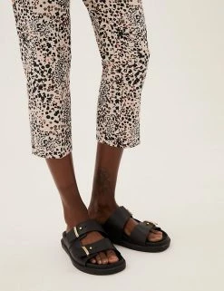 Deals 💯 M&S Collection Cotton Rich Animal Print Slim Fit Trousers ⭐ -New In Womens Sales 2022 SD 01 T59 1516T NU X EC 2