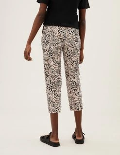 Deals 💯 M&S Collection Cotton Rich Animal Print Slim Fit Trousers ⭐ -New In Womens Sales 2022 SD 01 T59 1516T NU X EC 3