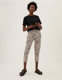 Deals 💯 M&S Collection Cotton Rich Animal Print Slim Fit Trousers ⭐ -New In Womens Sales 2022 SD 01 T59 1516T NU X EC 4