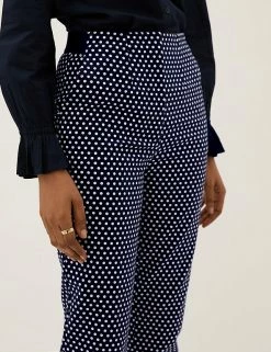 Best deal 🔔 M&S Collection Cotton Rich Polka Dot Slim Fit Trousers 🛒 -New In Womens Sales 2022 SD 01 T59 1521T F4 X EC 2