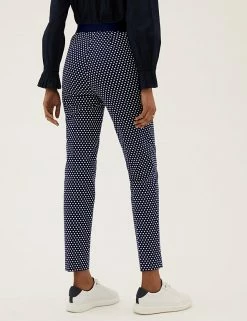 Best deal 🔔 M&S Collection Cotton Rich Polka Dot Slim Fit Trousers 🛒 -New In Womens Sales 2022 SD 01 T59 1521T F4 X EC 3