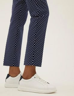 Best deal 🔔 M&S Collection Cotton Rich Polka Dot Slim Fit Trousers 🛒 -New In Womens Sales 2022 SD 01 T59 1521T F4 X EC 4