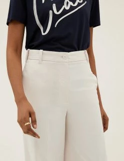 Cheapest ✨ M&S Collection Cotton Rich Wide Leg Trousers 🛒 -New In Womens Sales 2022 SD 01 T59 1532T EK X EC 2