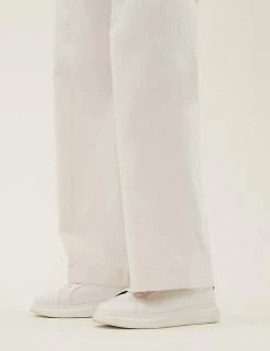 Cheapest ✨ M&S Collection Cotton Rich Wide Leg Trousers 🛒 -New In Womens Sales 2022 SD 01 T59 1532T EK X EC 4