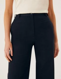 Cheapest ✨ M&S Collection Cotton Rich Wide Leg Trousers 🛒 -New In Womens Sales 2022 SD 01 T59 1532T F0 X EC 1