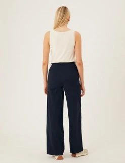 Cheapest ✨ M&S Collection Cotton Rich Wide Leg Trousers 🛒 -New In Womens Sales 2022 SD 01 T59 1532T F0 X EC 3