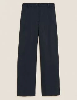 Cheapest ✨ M&S Collection Cotton Rich Wide Leg Trousers 🛒 -New In Womens Sales 2022 SD 01 T59 1532T F0 X EC 90