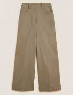 Cheap 👏 M&S Collection Linen Cotton Wide Leg Trousers 🤩 -New In Womens Sales 2022 SD 01 T59 1534T XJ X EC 90