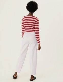 Deals 😀 M&S Collection Cotton Rich Balloon Tapered Trousers 🥰 -New In Womens Sales 2022 SD 01 T59 1537T EK X EC 3