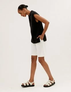 Outlet ⭐ M&S Collection Twill Pleat Front Bermuda Shorts 👍 -New In Womens Sales 2022 SD 01 T59 1555T KY X EC 1