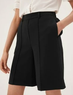Outlet ⭐ M&S Collection Twill Pleat Front Bermuda Shorts 👍 -New In Womens Sales 2022 SD 01 T59 1555T Y0 X EC 2