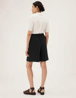 Outlet ⭐ M&S Collection Twill Pleat Front Bermuda Shorts 👍 -New In Womens Sales 2022 SD 01 T59 1555T Y0 X EC 3