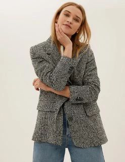 Best deal ⭐ M&S Collection Jackets & Blazers Tweed Relaxed Checked Blazer 🌟