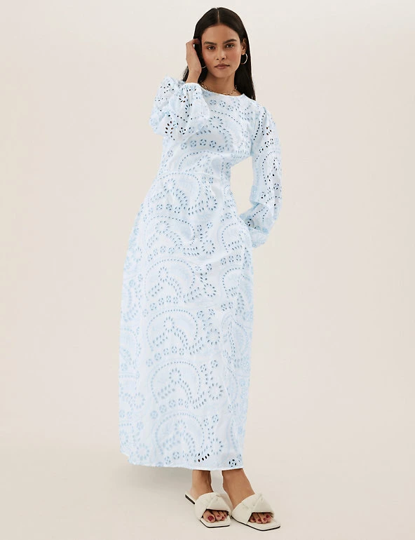Buy 🎁 M&S Collection 👗 Dresses Pure Cotton Broderie Maxi Tea 👗 Dress 🤩 1 Buy 🎁 M&S Collection 👗 Dresses Pure Cotton Broderie Maxi Tea 👗 Dress 🤩