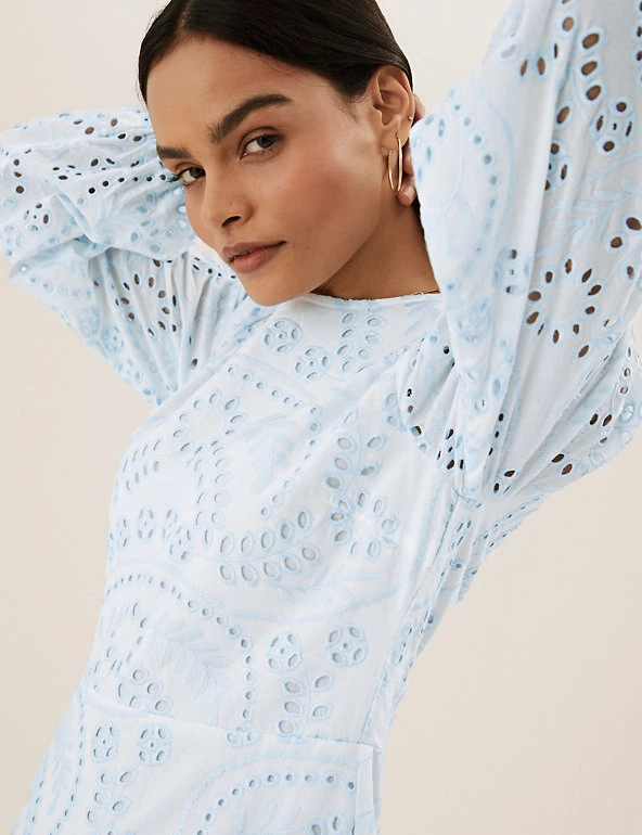 Buy 🎁 M&S Collection 👗 Dresses Pure Cotton Broderie Maxi Tea 👗 Dress 🤩 3 Buy 🎁 M&S Collection 👗 Dresses Pure Cotton Broderie Maxi Tea 👗 Dress 🤩 - Image 3