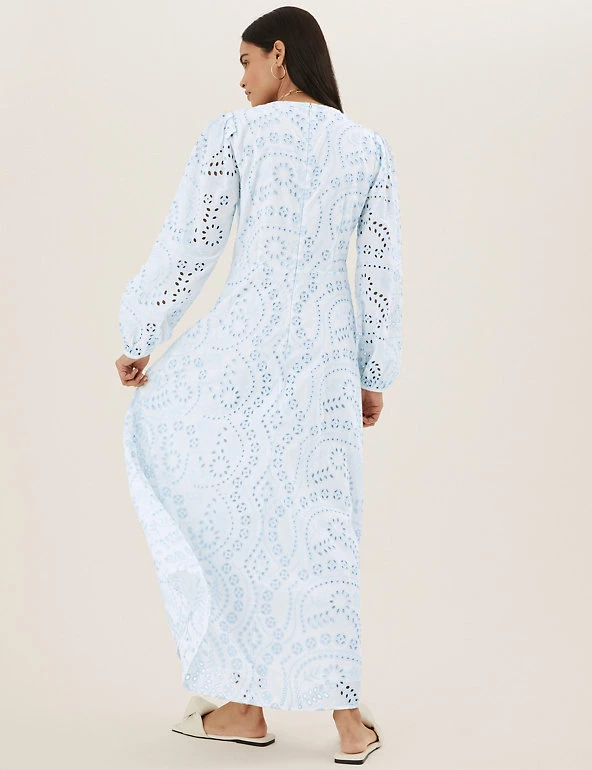 Buy 🎁 M&S Collection 👗 Dresses Pure Cotton Broderie Maxi Tea 👗 Dress 🤩 6 Buy 🎁 M&S Collection 👗 Dresses Pure Cotton Broderie Maxi Tea 👗 Dress 🤩 - Image 6