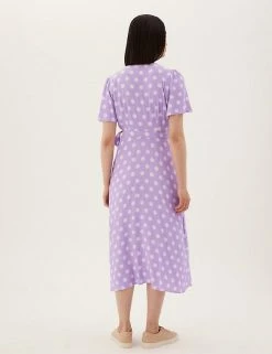 Best Sale ✔️ M&S Collection 👗 Dresses Polka Dot V-Neck Midi Wrap 👗 Dress 🥰 -New In Womens Sales 2022 SD 01 T69 1223 G4 X EC 2