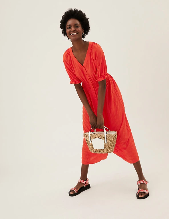 Promo π M&S Collection π Dresses V-Neck Shirred Midi Waisted π Dress β¨ 1 Promo π M&S Collection π Dresses V-Neck Shirred Midi Waisted π Dress β¨