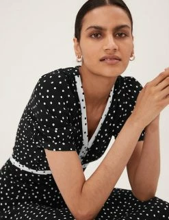 Best reviews of 😉 M&S Collection 👗 Dresses Polka Dot Button Detail Midi Tea 👗 Dress 😍 -New In Womens Sales 2022 SD 01 T69 1233 Y4 X EC 2