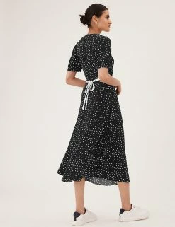 Best reviews of 😉 M&S Collection 👗 Dresses Polka Dot Button Detail Midi Tea 👗 Dress 😍 -New In Womens Sales 2022 SD 01 T69 1233 Y4 X EC 4