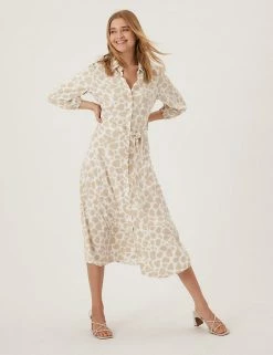 Buy 🧨 M&S Collection 👗 Dresses Animal Print Puff Sleeve Midi 👚 Shirt 👗 Dress 🔥 -New In Womens Sales 2022 SD 01 T69 1287 V4 X EC 1