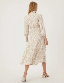 Buy 🧨 M&S Collection 👗 Dresses Animal Print Puff Sleeve Midi 👚 Shirt 👗 Dress 🔥 -New In Womens Sales 2022 SD 01 T69 1287 V4 X EC 3