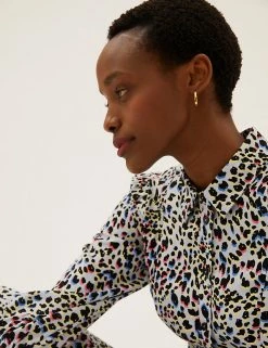 Buy 🧨 M&S Collection 👗 Dresses Animal Print Puff Sleeve Midi 👚 Shirt 👗 Dress 🔥 -New In Womens Sales 2022 SD 01 T69 1287 ZZ X EC 1