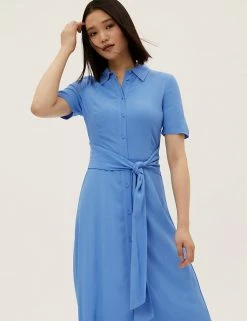 New ⭐ M&S Collection 👗 Dresses Tie Front Midaxi 👚 Shirt 👗 Dress ✨