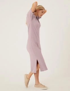 Best Sale ✨ M&S Collection 👗 Dresses Jersey Ribbed Midi Column 👗 Dress 😉 -New In Womens Sales 2022 SD 01 T69 1309 A0 X EC 1