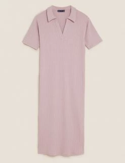 Best Sale ✨ M&S Collection 👗 Dresses Jersey Ribbed Midi Column 👗 Dress 😉 -New In Womens Sales 2022 SD 01 T69 1309 A0 X EC 90