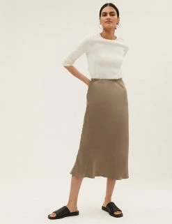 Outlet 🧨 M&S Collection 👗 Skirts Satin Midaxi Slip 👗 Skirt 🎉 -New In Womens Sales 2022 SD 01 T69 1310 SU X EC 1