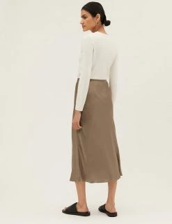 Outlet 🧨 M&S Collection 👗 Skirts Satin Midaxi Slip 👗 Skirt 🎉 -New In Womens Sales 2022 SD 01 T69 1310 SU X EC 2
