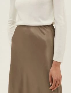 Outlet 🧨 M&S Collection 👗 Skirts Satin Midaxi Slip 👗 Skirt 🎉 -New In Womens Sales 2022 SD 01 T69 1310 SU X EC 3