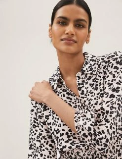 Top 10 🔔 M&S Collection 👗 Dresses Animal Print Waisted Midi 👕 Shirt 👗 Dress 👍 -New In Womens Sales 2022 SD 01 T69 1315 A4 X EC 2