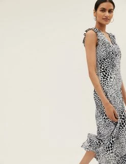 Wholesale 🤩 M&S Collection 👗 Dresses Animal Print V-Neck Midaxi Tea 👗 Dress 🥰