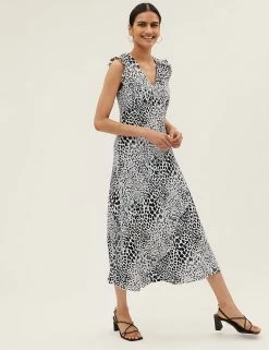 Wholesale 🤩 M&S Collection 👗 Dresses Animal Print V-Neck Midaxi Tea 👗 Dress 🥰 -New In Womens Sales 2022 SD 01 T69 1392 Y4 X EC 1