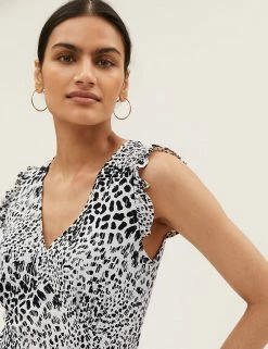 Wholesale 🤩 M&S Collection 👗 Dresses Animal Print V-Neck Midaxi Tea 👗 Dress 🥰 -New In Womens Sales 2022 SD 01 T69 1392 Y4 X EC 3