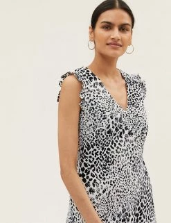 Wholesale 🤩 M&S Collection 👗 Dresses Animal Print V-Neck Midaxi Tea 👗 Dress 🥰 -New In Womens Sales 2022 SD 01 T69 1392 Y4 X EC 4