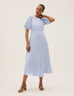 Cheap โ M&S Collection ๐ Dresses Satin Polka Dot Midaxi Tea ๐ Dress ๐