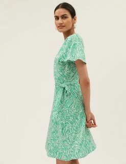 Coupon 😉 M&S Collection 👗 Dresses Jersey Animal Print Mini Wrap 👗 Dress 💯 -New In Womens Sales 2022 SD 01 T69 1398 J4 X EC 1