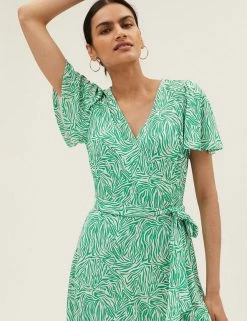 Coupon 😉 M&S Collection 👗 Dresses Jersey Animal Print Mini Wrap 👗 Dress 💯 -New In Womens Sales 2022 SD 01 T69 1398 J4 X EC 2