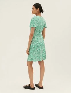 Coupon 😉 M&S Collection 👗 Dresses Jersey Animal Print Mini Wrap 👗 Dress 💯 -New In Womens Sales 2022 SD 01 T69 1398 J4 X EC 4