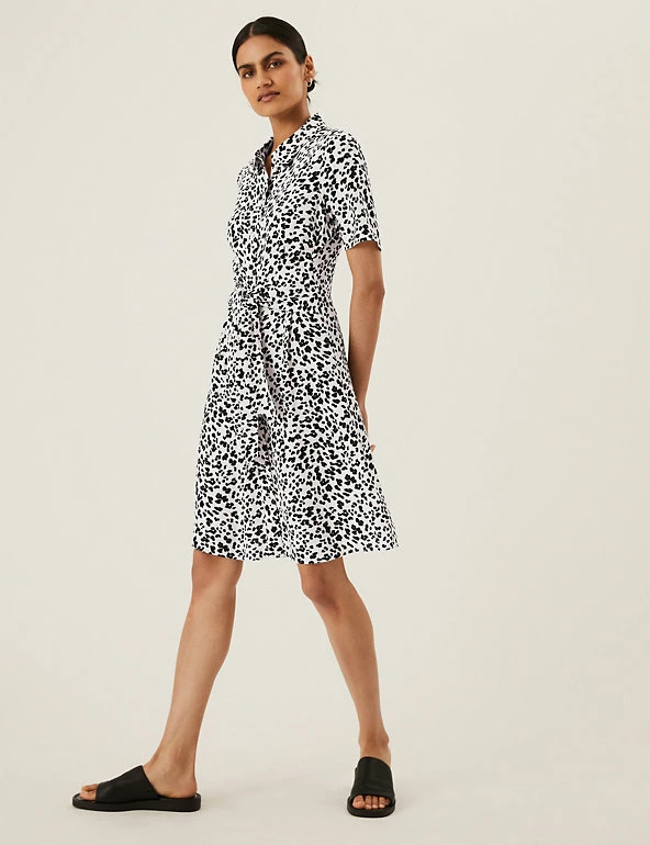 Budget π M&S Collection π Dresses Animal Print Tie Front Mini π Shirt π Dress π 3 Budget π M&S Collection π Dresses Animal Print Tie Front Mini π Shirt π Dress π - Image 3