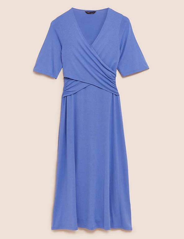 Best deal π M&S Collection π Dresses V-Neck Draped Midi Skater π Dress π 2 Best deal π M&S Collection π Dresses V-Neck Draped Midi Skater π Dress π - Image 2