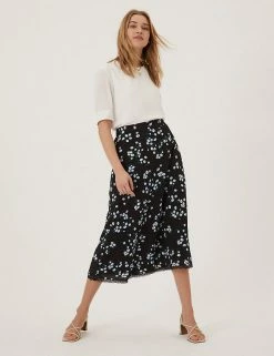New 🎉 M&S Collection 👗 Skirts Floral Lace Trim Midi A-Line 👗 Skirt ⌛