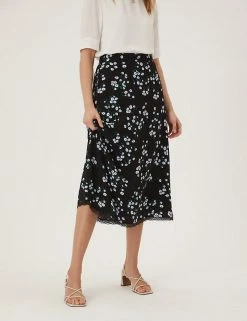 New 🎉 M&S Collection 👗 Skirts Floral Lace Trim Midi A-Line 👗 Skirt ⌛ -New In Womens Sales 2022 SD 01 T69 3253 ZZ X EC 1