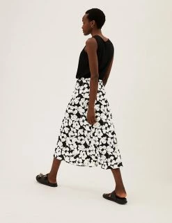 Top 10 ⌛ M&S Collection 👗 Skirts Floral Midi A-Line 👗 Skirt 🌟 -New In Womens Sales 2022 SD 01 T69 3271 Y4 X EC 2