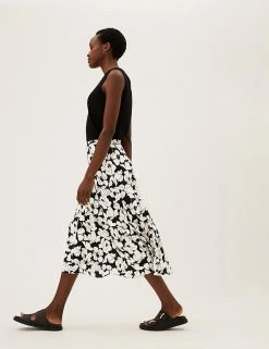 Top 10 ⌛ M&S Collection 👗 Skirts Floral Midi A-Line 👗 Skirt 🌟 -New In Womens Sales 2022 SD 01 T69 3271 Y4 X EC 3