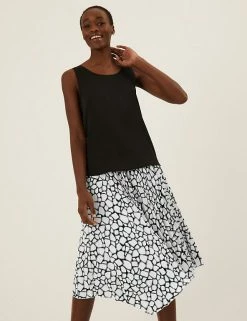 Hot Sale โญ M&S Collection ๐ Skirts Animal Print Pleat Midi Asymmetric ๐ Skirt ๐งจ